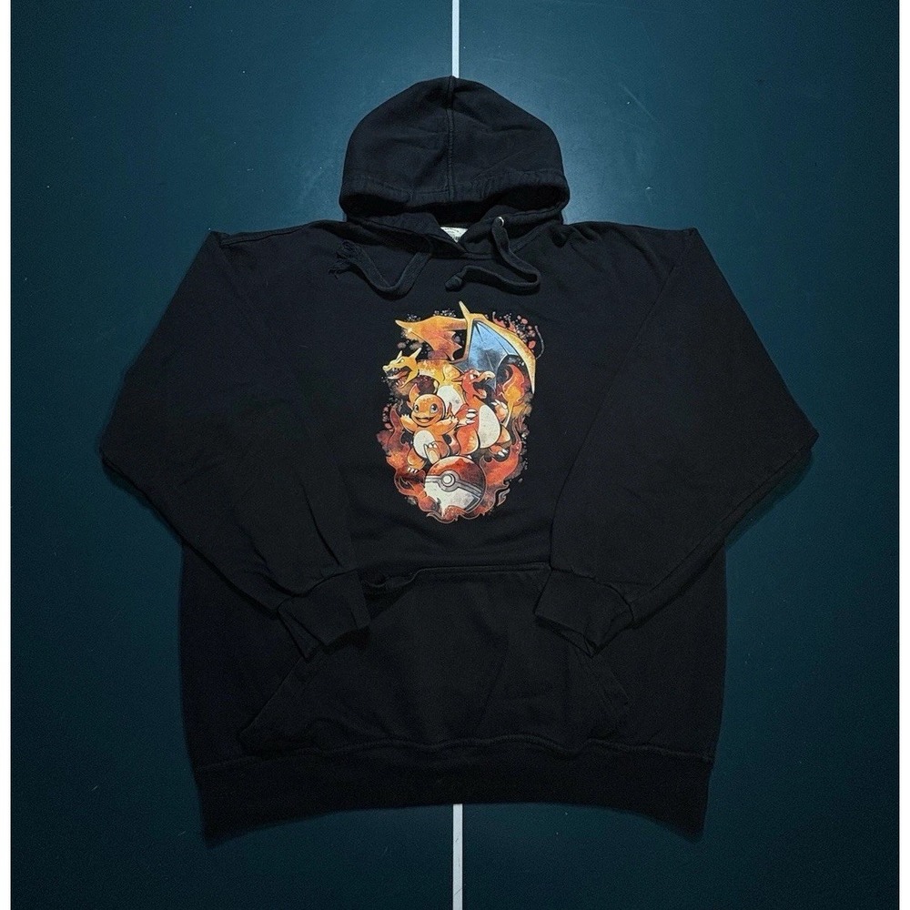 Vintage Pokémon Hoodie Sweatshirt Men's XL Charizard Charmander‎ Charmeleon Rare